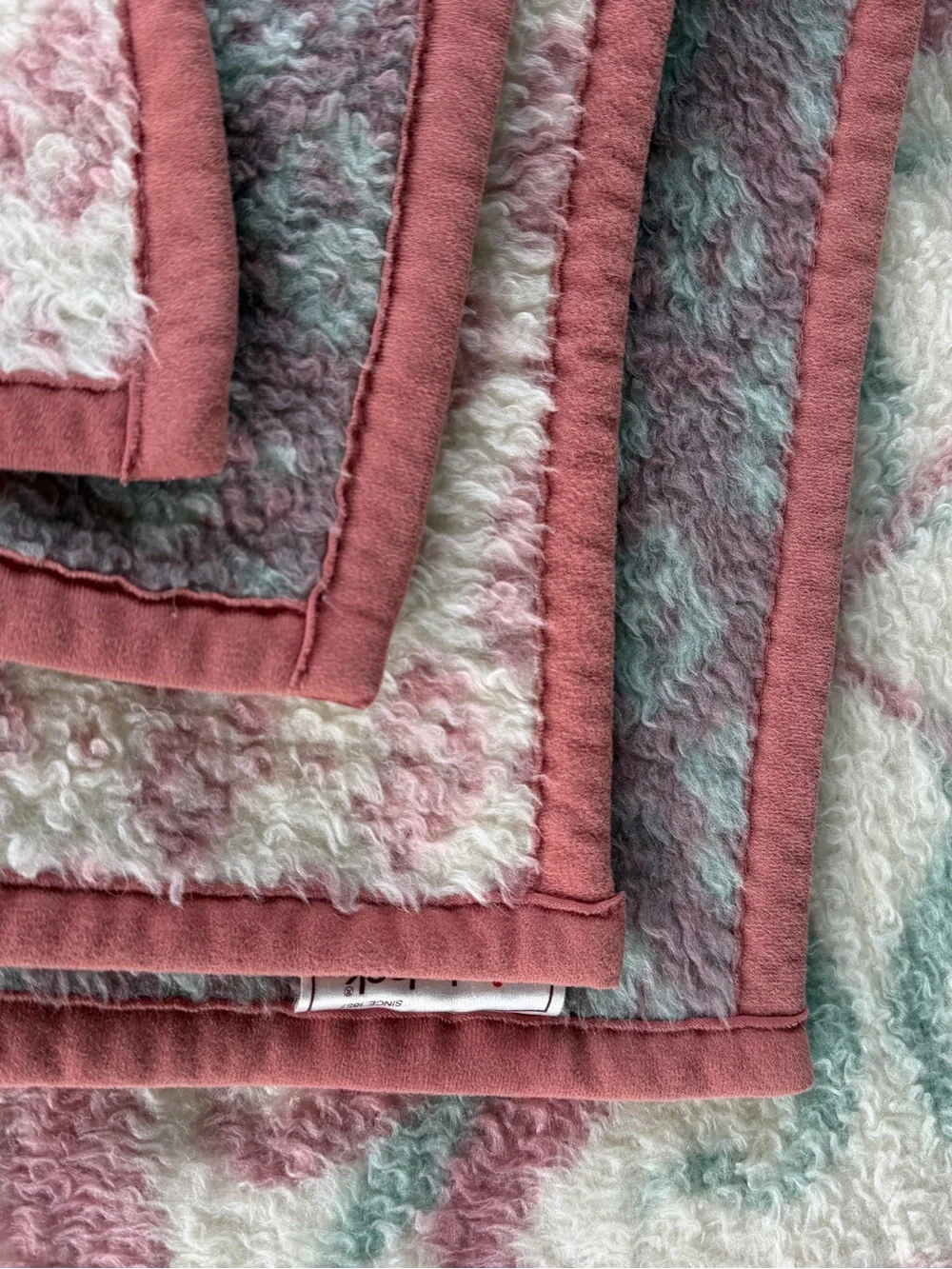 VTG Biederlack Floral Block Cottagecore Throw Blanket Pink Pastels 56x76 Soft
